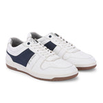 White & Blue Men's casual lace-up sneakers with white laces.