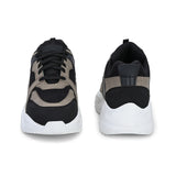 Stylish black and beige men mid-top chunky shoes with a modern chunky white sole, combining a sleek, contemporary design with a bold, fashionable look