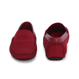 Stylish maroon Leather Casual Slip On woven loafer with textured design