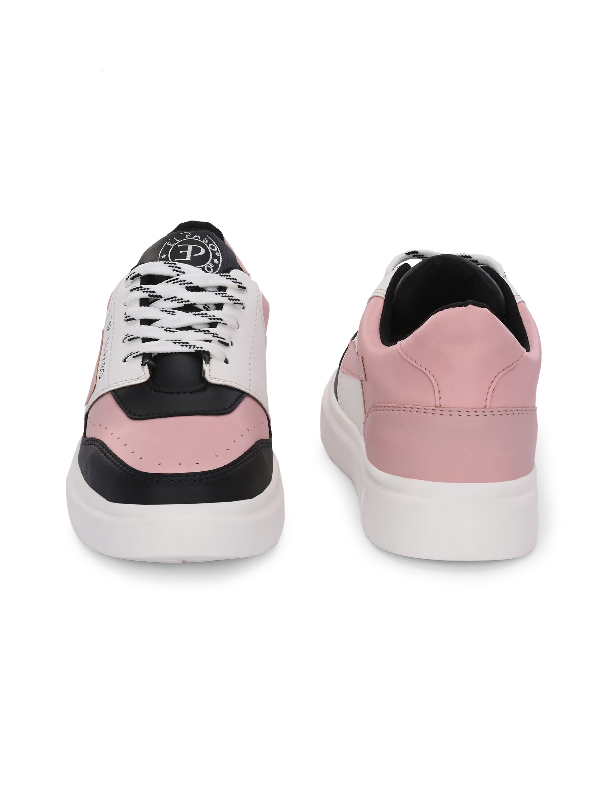 Black & Pink Lace-Up Platform Heel Sneakers 