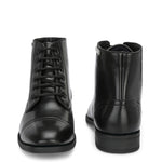 Black Lace-Up Block Heel Boots