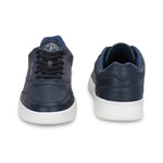 Navy Blue colour Men's casual lace-up sneakers with navy blue laces.