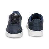 Navy Blue colour Men's casual lace-up sneakers with navy blue laces.