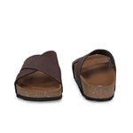 Brown Men's casual flat heel criss-cross sandal