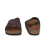 Brown Men's casual flat heel criss-cross sandal