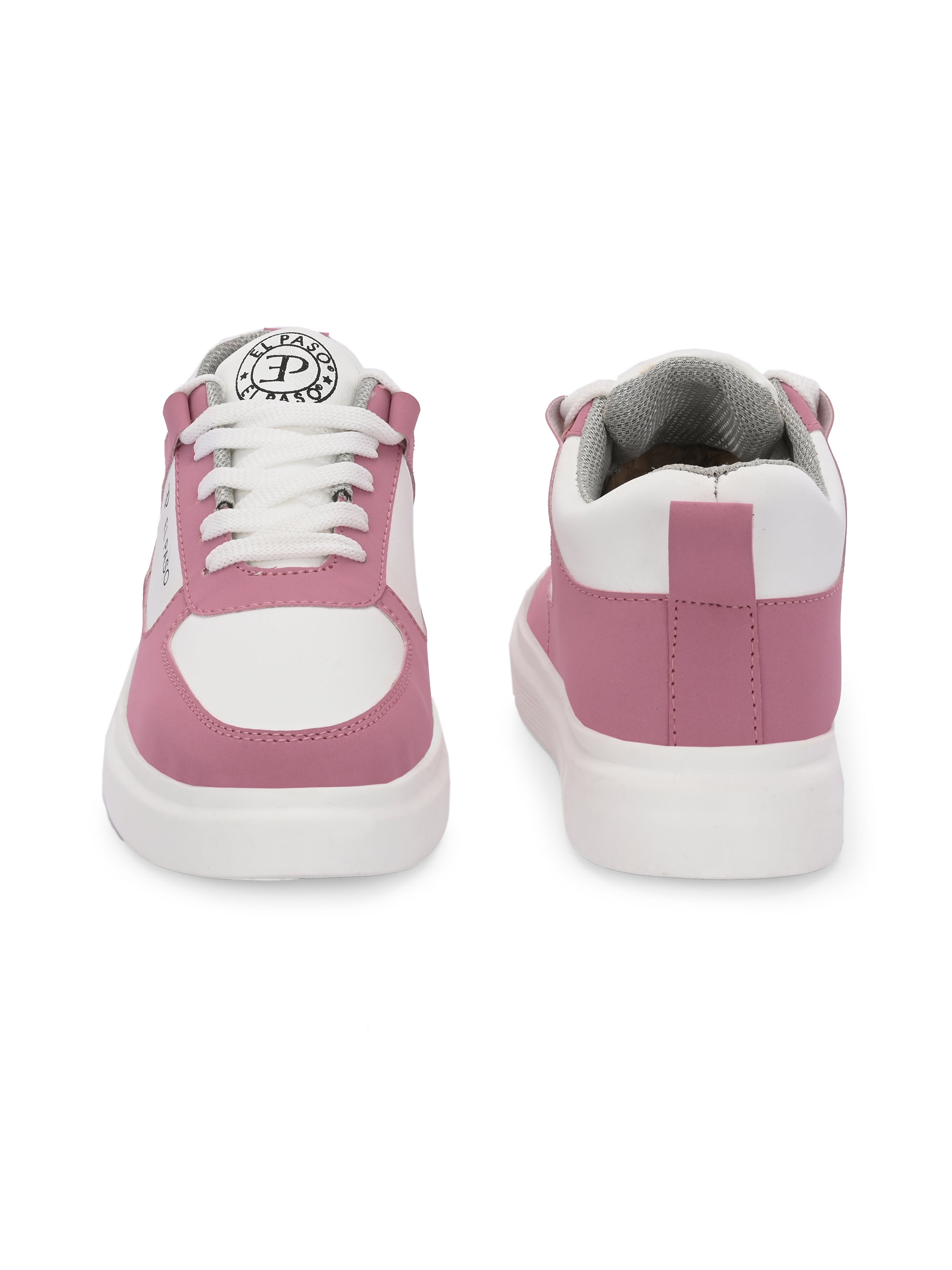 Pink Lace-Up Platform Heel Sneakers 