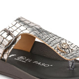 El Paso Women Woven Design T-Strap Flats