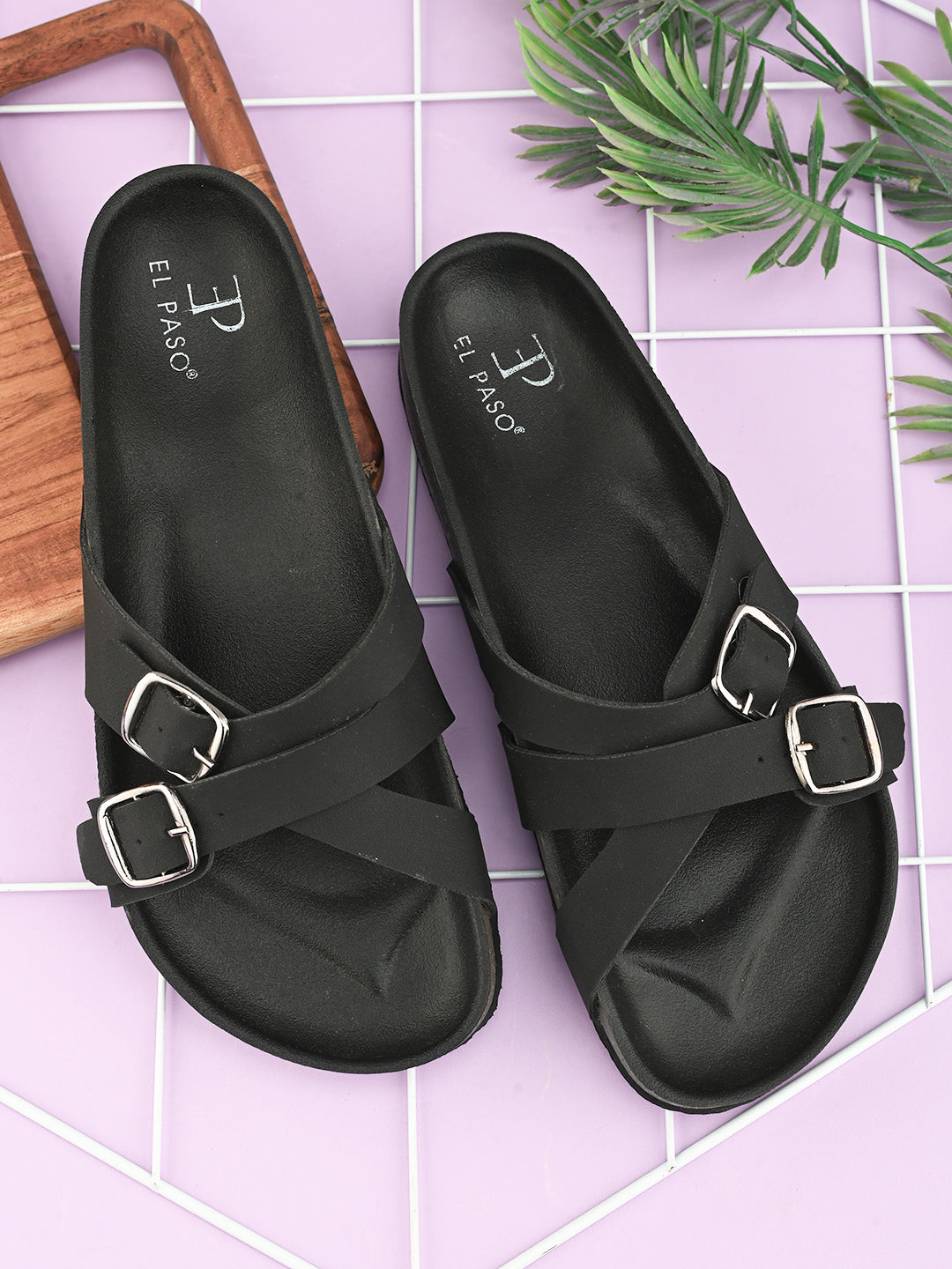 Elpaso Criss-Cross Flats with Buckles, highlighting their design and material details for a stylish and comfortable look.