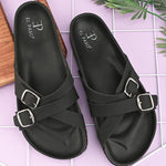 Elpaso Criss-Cross Flats with Buckles, highlighting their design and material details for a stylish and comfortable look.