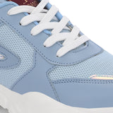 A white tennis shoe with a sleek design and lightweight construction, suitable for athletic activities.