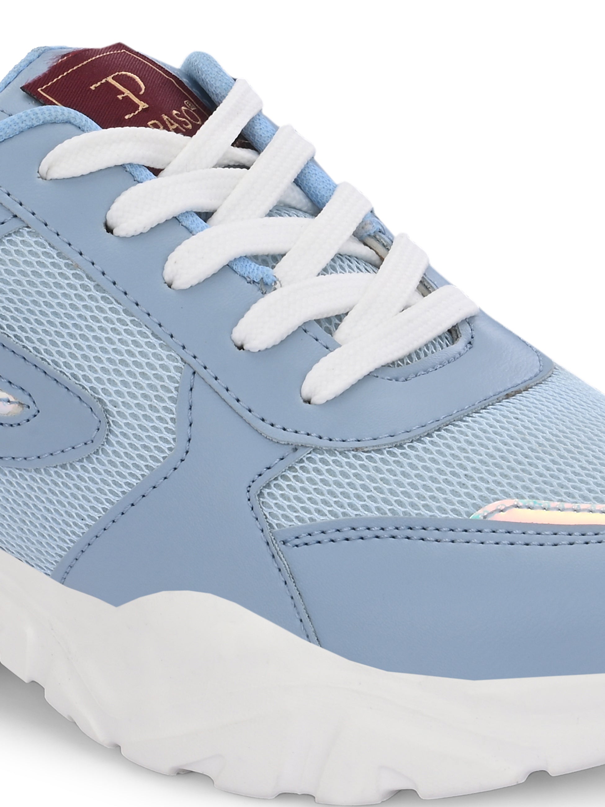 A white tennis shoe with a sleek design and lightweight construction, suitable for athletic activities.