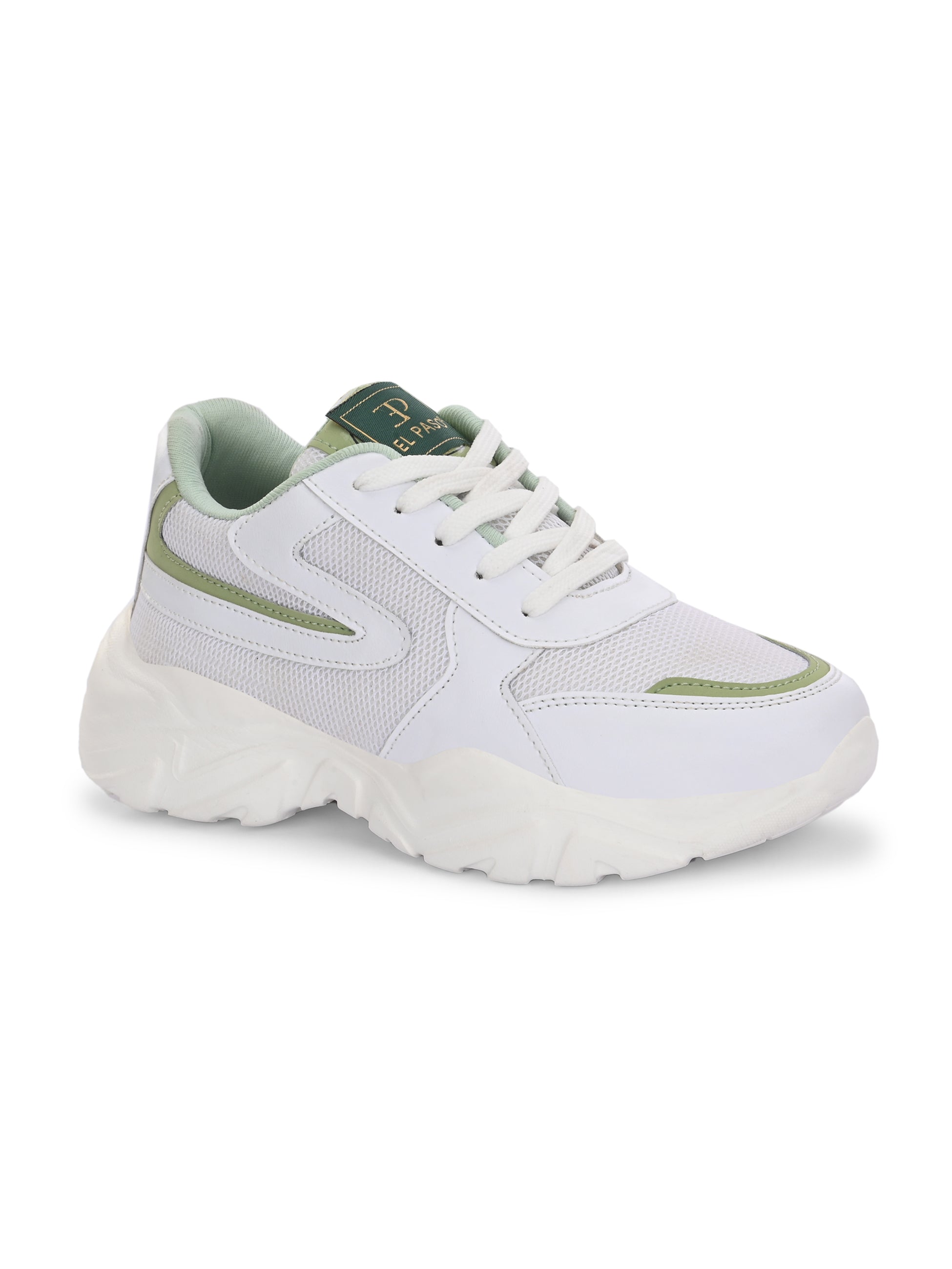 Women Sneakers in green with a sleek design and lightweight construction, perfect for athletic activities and all-day comfort.