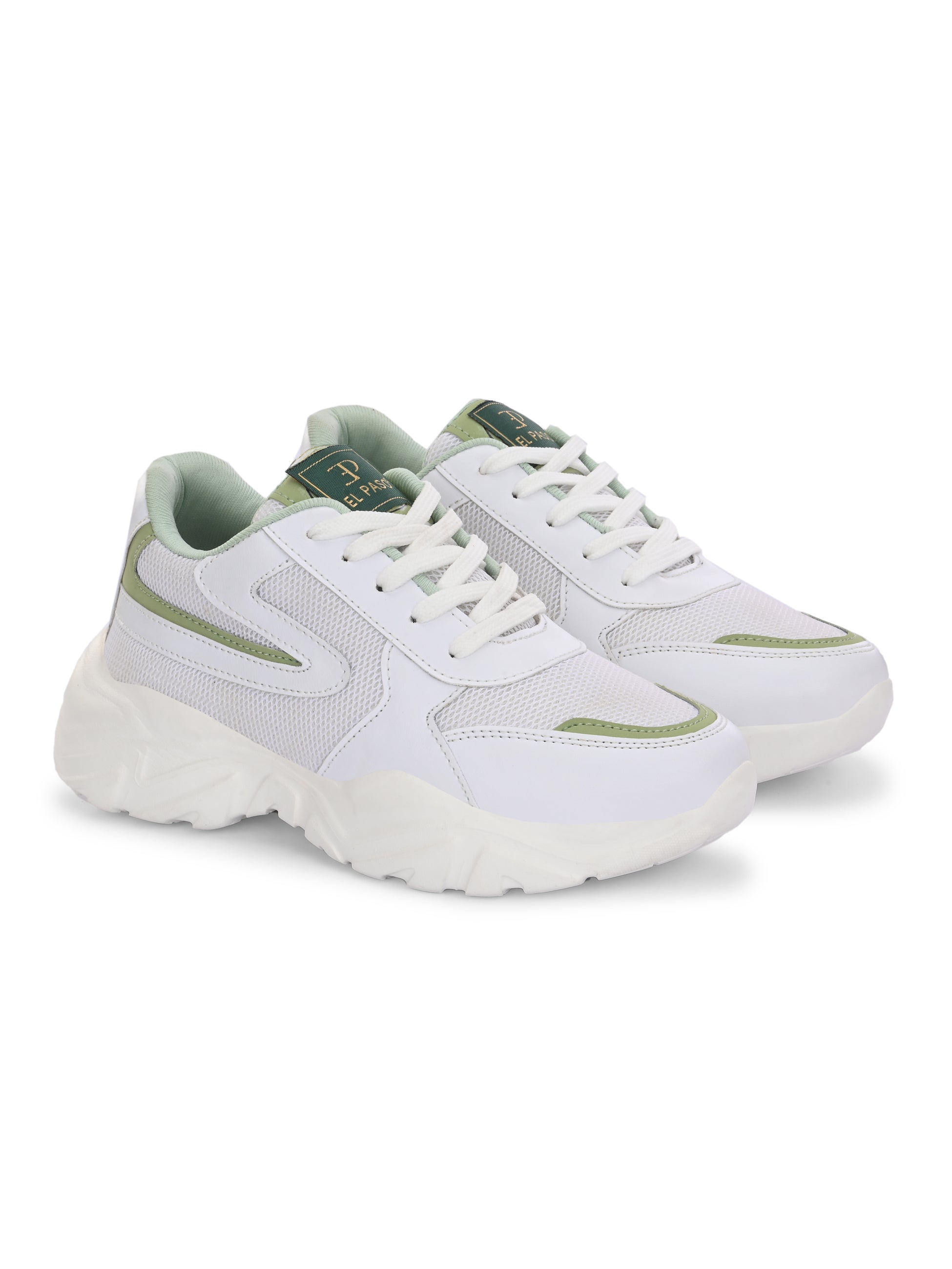 Women Sneakers in green with a sleek design and lightweight construction, perfect for athletic activities and all-day comfort.