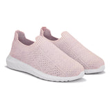 Light pink Slip-On Lightweight Women Shoes with a breathable knitted upper, perforated design for ventilation, and a cushioned white sole for comfort and flexibility.