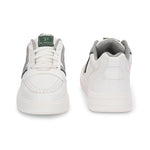 These Men Striped Round Toe Mesh Sneakers combine white leather with black and grey detailing, perfect for a modern, casual look.
