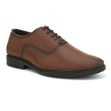 Men Textured Formal Derbys in brown leather with laces on a white background.