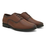 Men Textured Formal Derbys in brown leather with laces on a white background.