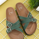 Elpaso seagreen Criss-Cross Flats with Buckles, highlighting their design and material details for a stylish and comfortable look.