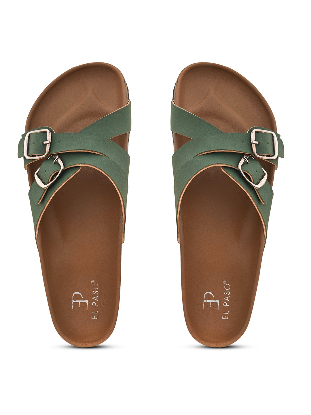 Elpaso seagreen Criss-Cross Flats with Buckles, highlighting their design and material details for a stylish and comfortable look.
