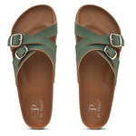 Elpaso seagreen Criss-Cross Flats with Buckles, highlighting their design and material details for a stylish and comfortable look.