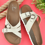 Elpaso Criss-Cross Flats with Buckles, highlighting their design and material details for a stylish and comfortable look.