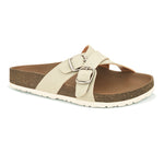 White slip-on flats, showcasing its design and material details.