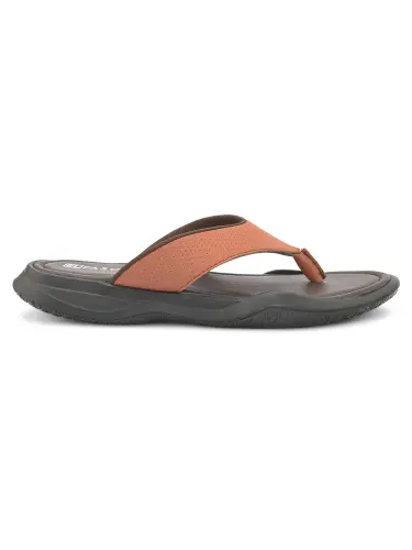 Men's Tan Faux Leather Casual Slip On Slippers