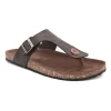 Men's Brown Faux Leather Casual Slip On Sandals