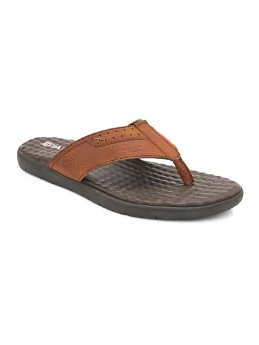 Men's Tan Faux Leather Casual Slip On Sandals
