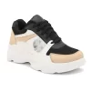 Women's Black Faux Leather Casual Lace up Sneakers