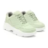 Women's Green Faux Leather Casual Lace up Sneakers