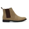 Men's Beige Faux Leather Casual Slip On Boots
