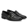Men's Brown Faux Leather Formal Slip On Monk Shoes