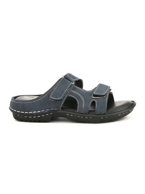 Men's Blue Faux Leather Casual Slip On Sandals