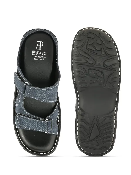 Men's Blue Faux Leather Casual Slip On Sandals