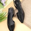 Women's Black Faux Leather Casual Slip On Flats
