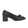 Women's Black Faux Leather Casual Slip On Heels
