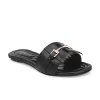 Women's Black Faux Leather Casual Slip On Flats