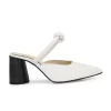 Women's White Faux Leather Casual Slip On Heels
