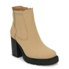 Women's Beige Faux Leather Casual Slip On Boots