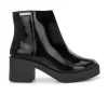 Women's Black Faux Leather Casual Slip On Boots