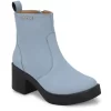 Women's Blue Faux Leather Casual Slip On Boots