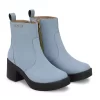 Women's Blue Faux Leather Casual Slip On Boots