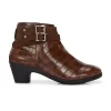 Women's Brown Faux Leather Casual Slip On Boots