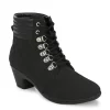 Women's Black Faux Leather Casual Lace Up Boots