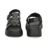 Women's Black Faux Leather Casual Slip On Sandals