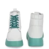 Women's White Faux Leather Casual Lace Up Boots