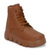 Women's Tan Faux Leather Casual Lace Up Boots