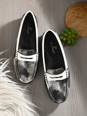 Women's Grey Faux Leather Casual Slip On Loafers